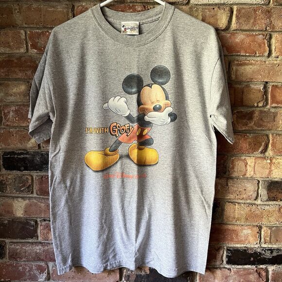Vintage Mickey Disney I'm With Goofy T Shirt TEE Heather Gray Size M 90's - Picture 1 of 16